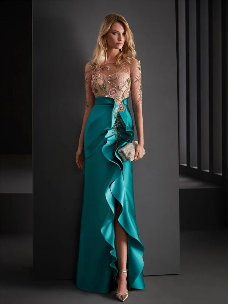 Customized Elegant Beads Long Evening Dresses for Special Occasions Floor-Length Side Slit Women Gala Prom Party Gowns 2026