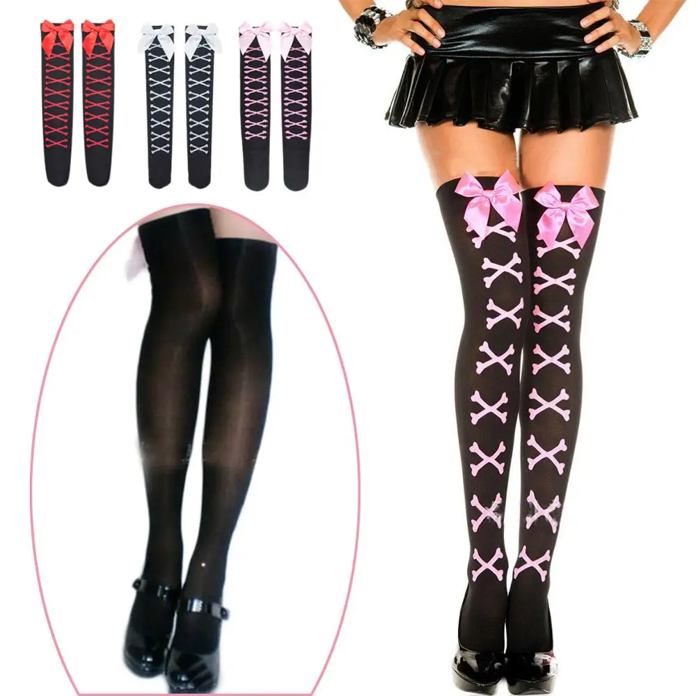 

Hold-Ups Bowknot Tops Fever Fashion Sexy Women Fishnet high knee Tights Stockings Pantyhose Ladies Mesh sexy body