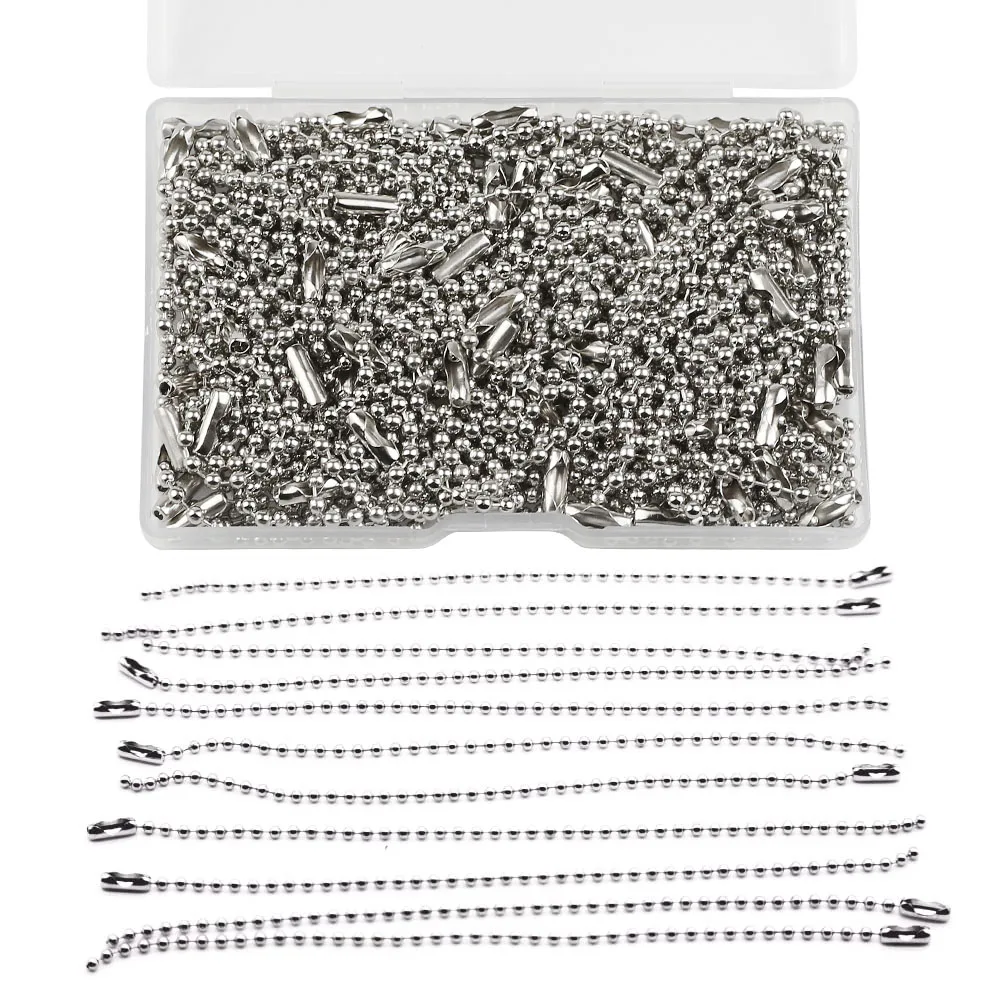 80pcs/box Ball Bead Chain Hanging Chain Pendant Sliver Zinc Alloy Tag Chain Buckle Earphone Key Buckle DIY Jewelry Accessories