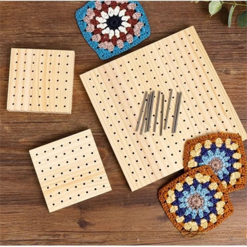 Wooden Crochet Block Plate Reusable Handcrafted Crochet Knitting Board Square Crochet Weaving Knitting Blocking Mat