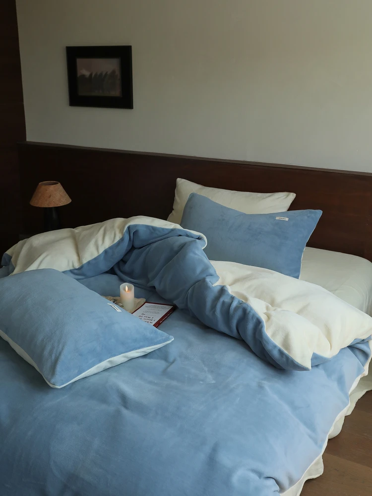 

Теплый комплект постельного белья из кораллового флиса, однотонный, коллекция Faraline, пододеяльник, простыня, зимняя коллекция