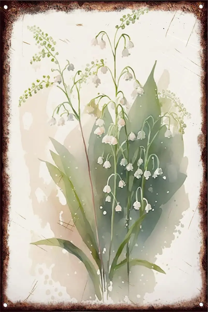 Spring Flowers Lily Of The Valley Spring Wall Art Hello Spring Spring Decor Retro Vintage Tin Sign Bar Home Kitchen Living Room