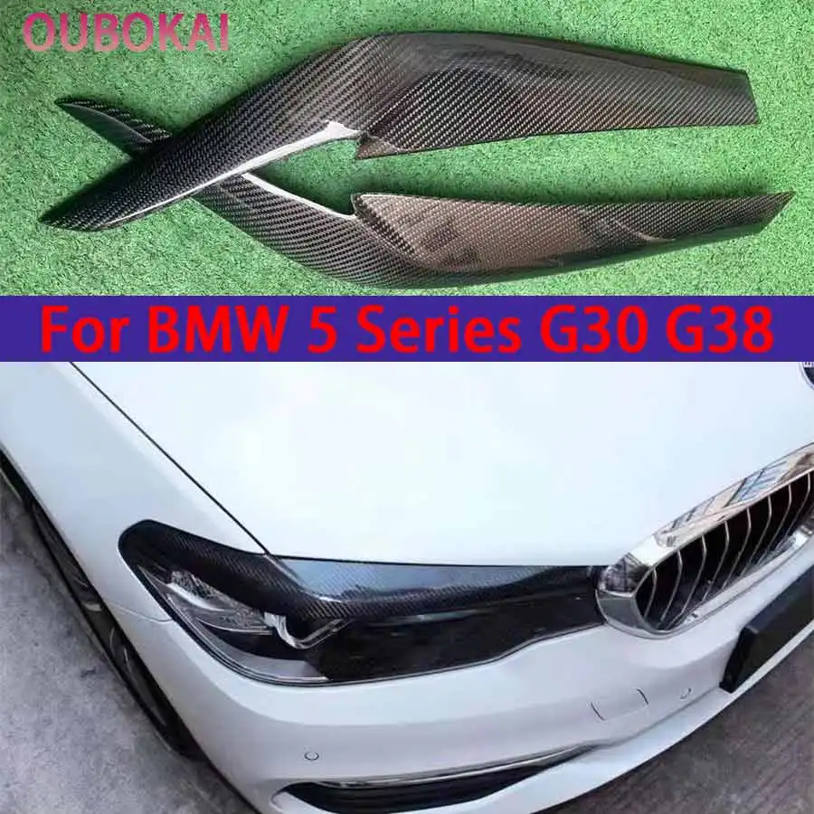 For BMW 5 Series G30 G38 2017-2020 Carbon fiber eyebrow headlight upper cover front headlight cover decoration body kit