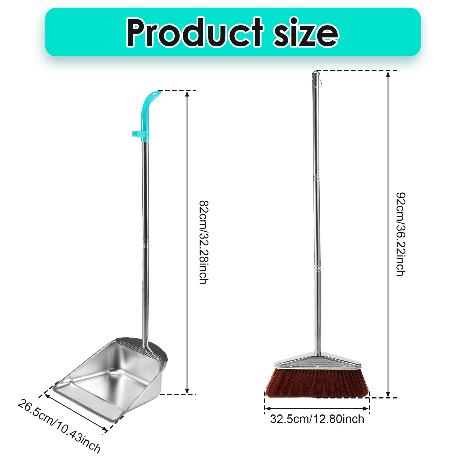 Broom Dustpan Set Stainless Steel Magic Brushs Combination Household Combo Cleaning Tool Dust Pan  Long Handle Sweeping