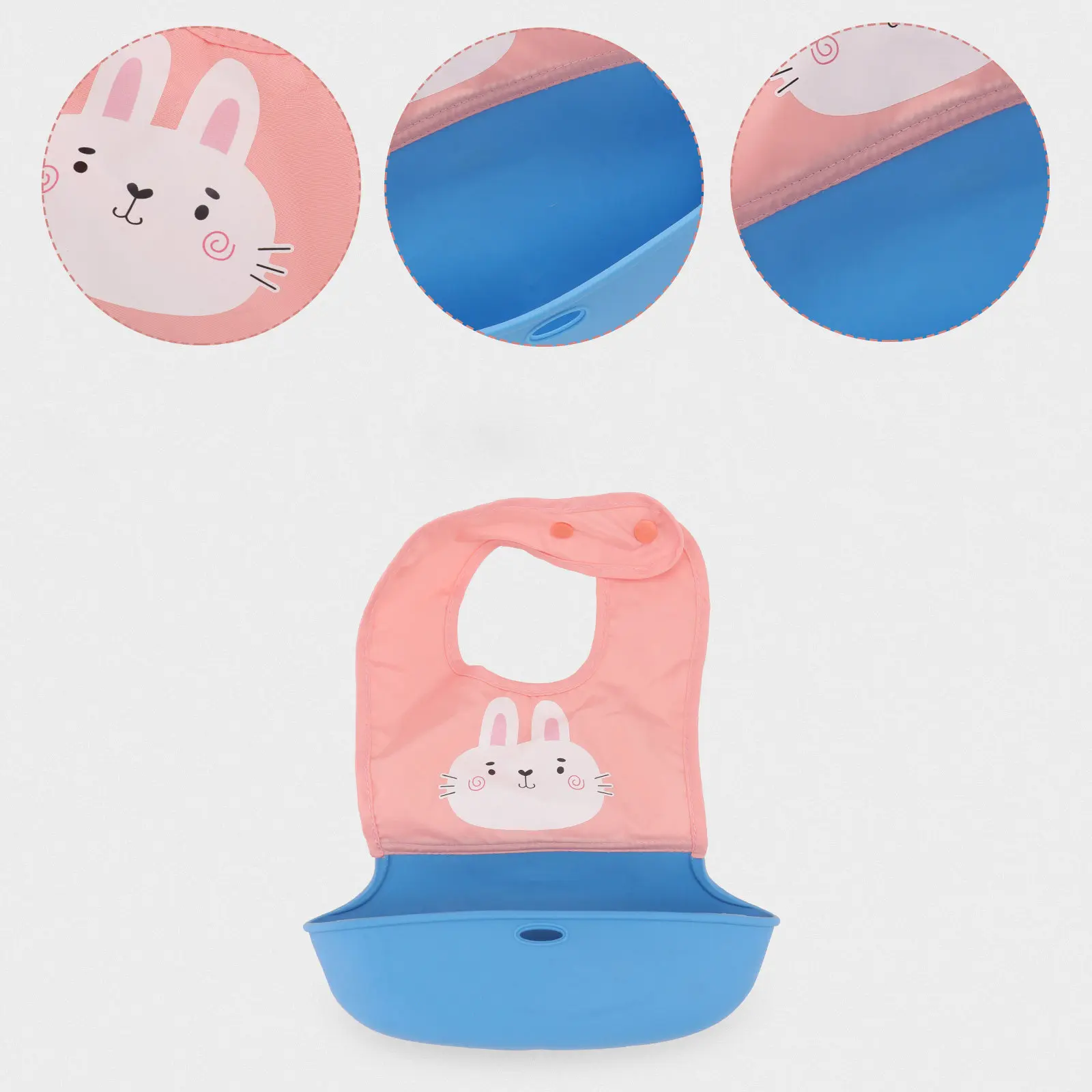 

1Pcs Silicone Baby Bib Waterproof Kids Feeding Bibs Smooth Adjustable Drool Catcher for Infant Toddler Home Restaurant Use