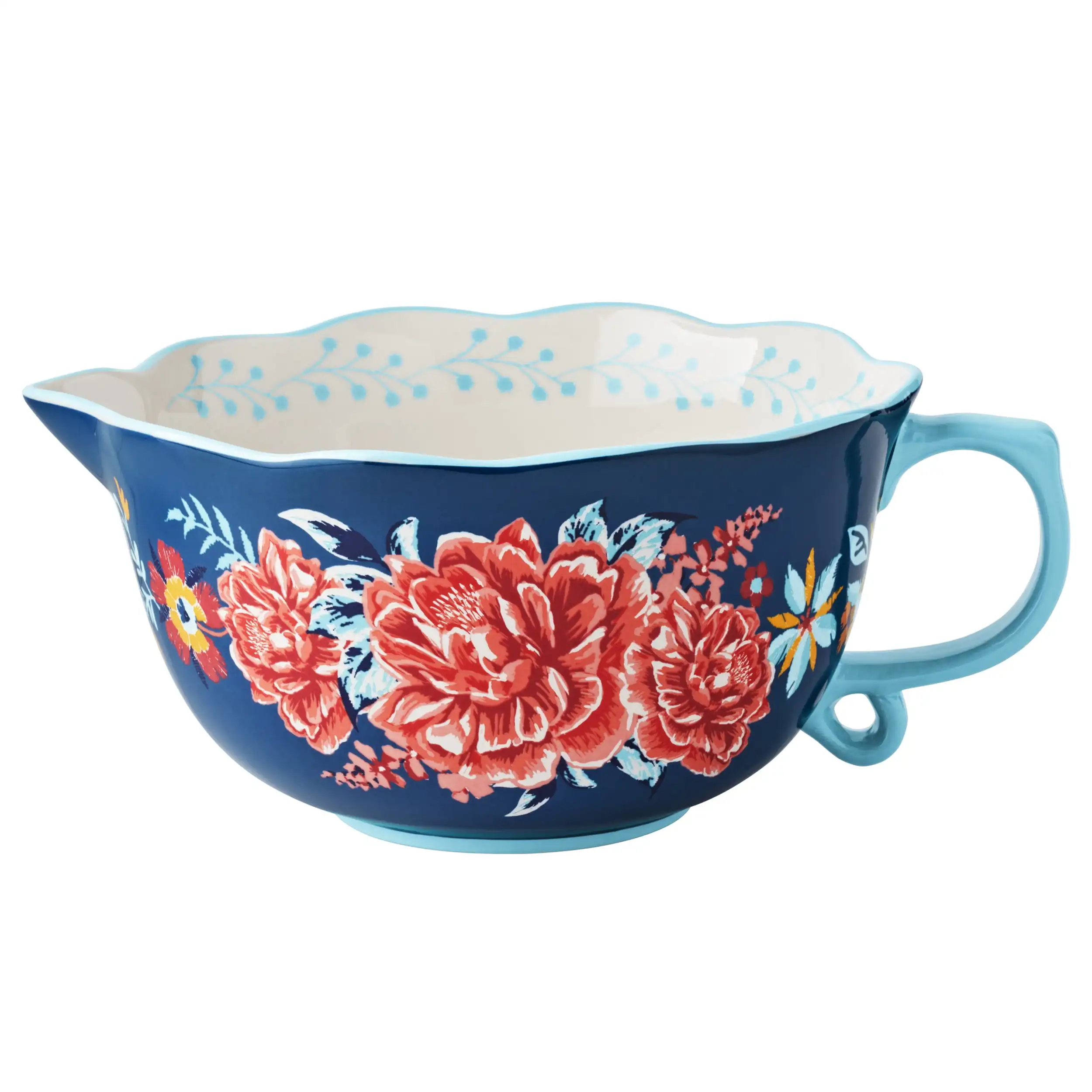 

Keepsake Floral 3.8-Quart Ceramic Batter Bowl with Spout Dishwasher Safe Practical and Convenient Household