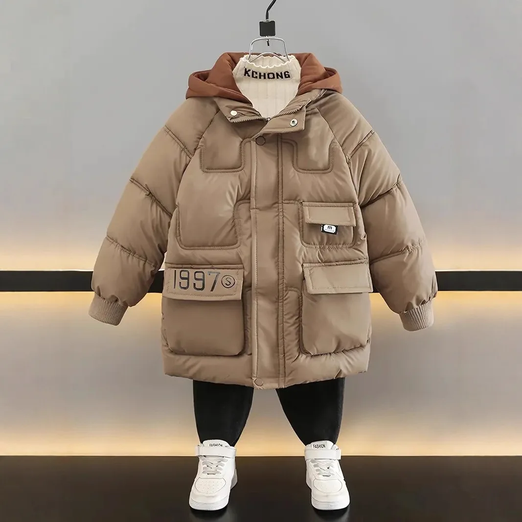 

Winter New Style Cotton Coat for Boys with Thick Filling and Down Feather Inner Liner - Children's Winter Clothing Cotton Jacket
