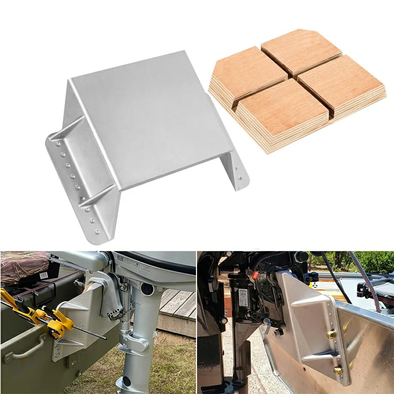 MJ-1-DP Jack Plate 4'' Setback Small Engine Jack Plate for Outboard Motors Up to 35HP (Wooden Mounting Block Included)