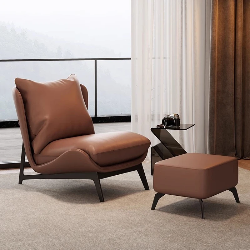 

Italian style light luxury simple casual sofa chair，lazy chair for living room and balcony ,cat scratch leather single chair