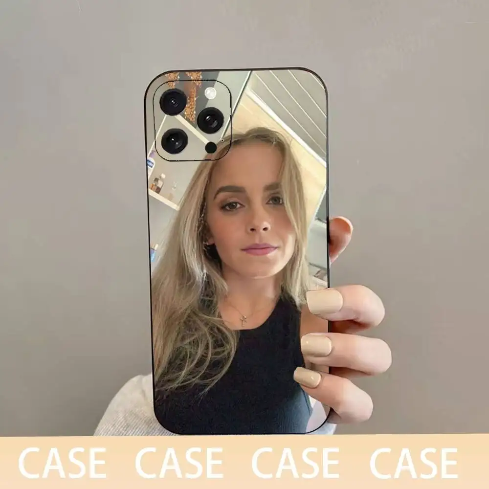 حافظة هاتف الممثلة E-Emma W-Watson لهاتف iPhone 16,15,14,13,12,11 Plus، Pro Max، XS، X، XR، SE، Mini، 8، 7، غطاء أسود من السيليكون الناعم