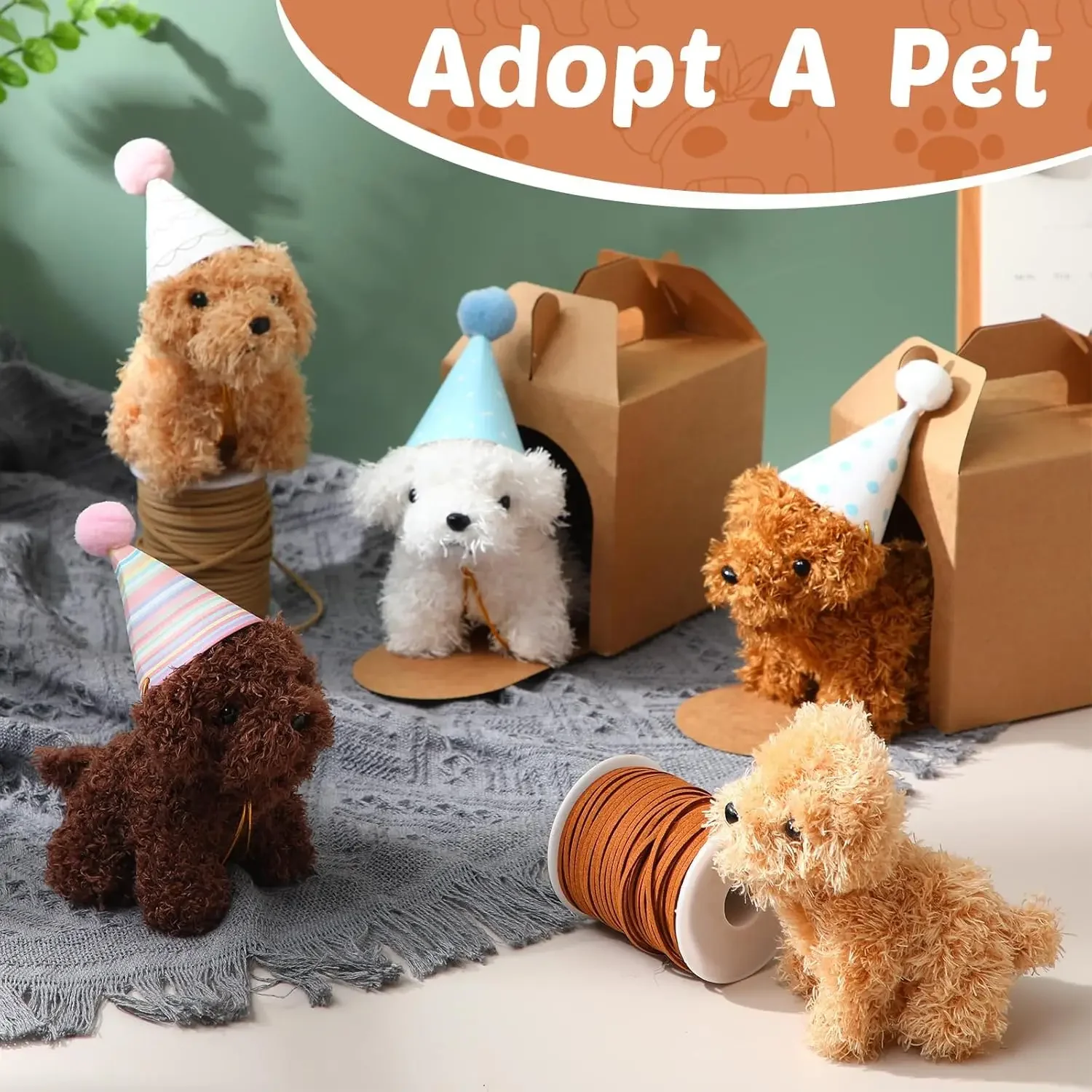 8-48Set Mini Plush Puppy Stuffed Dogs Adopt A Pet Dog Set with Paper Boxes Animals Bulk for Birthday Animal Theme Party Favors