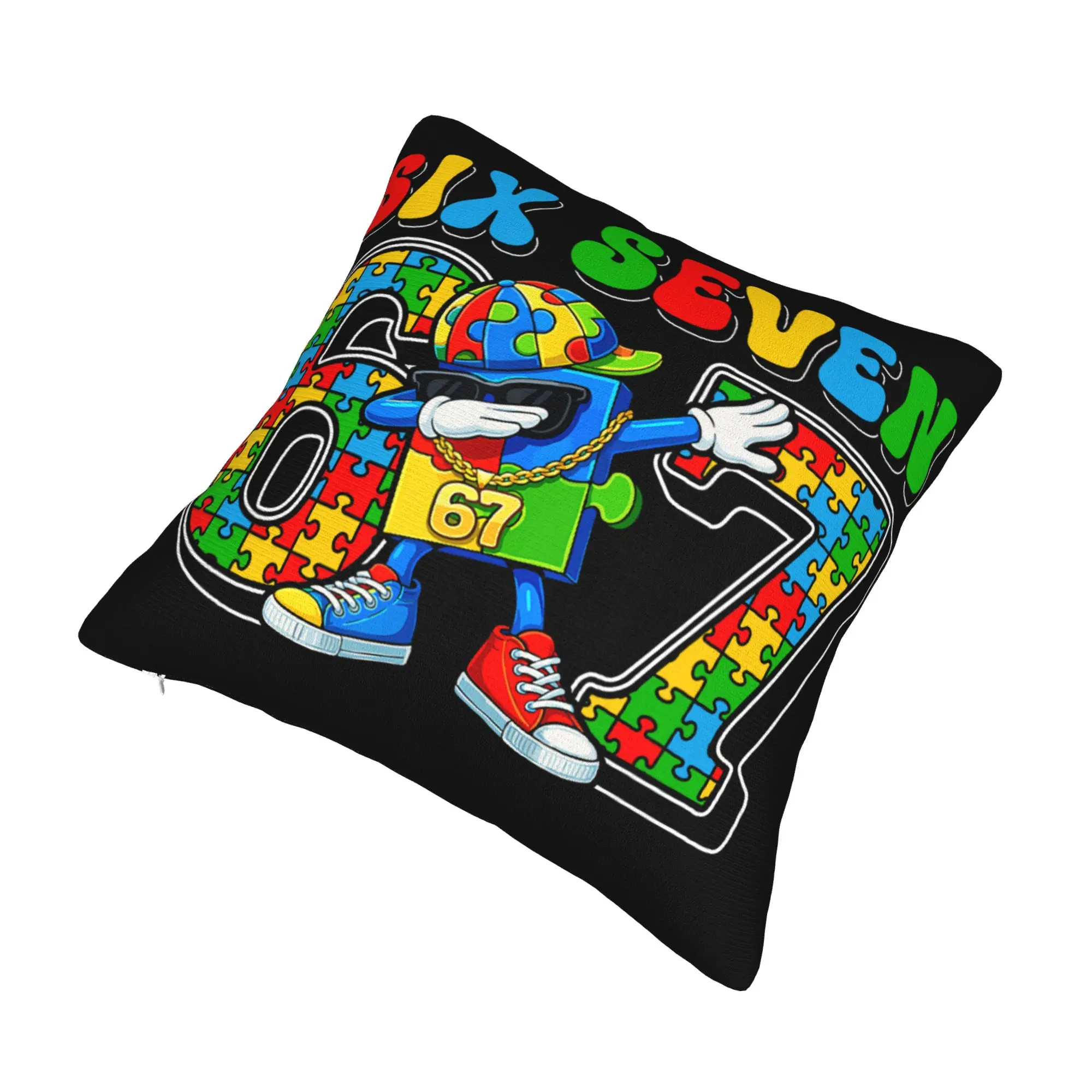 Decorative Pillow Covers Dabbing Puzzle Autism Awareness Accessories Chair  Throw Pillow Case Cover Square Multiple Sizes