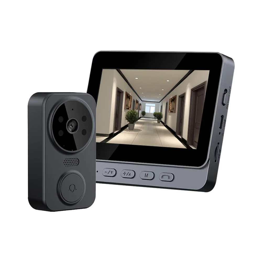 Sonnette d'interphone visuel sans fil, écran IPS 4.3 pouces, 2.4G, avec écran, surveillance vidéo in