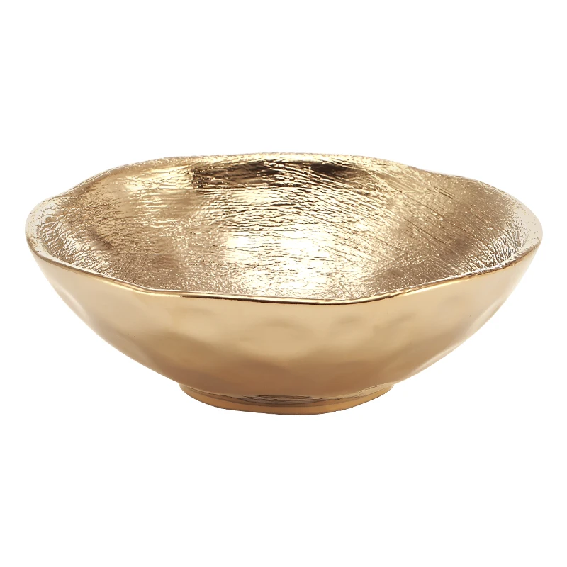 Golden Ceramic Steak Plate Kitchen Tableware Home Decorations Western Food Plate Fruit Salad Dessert Hotel Restaurant Tableware