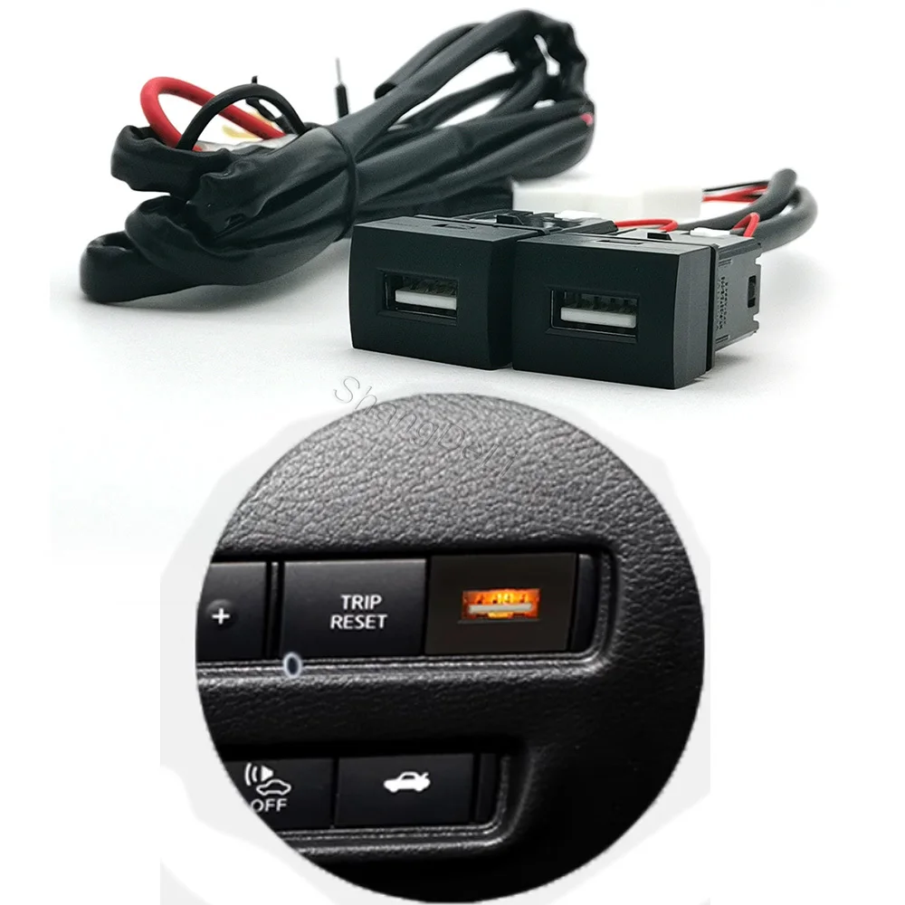 

1 шт. оранжевый светодиод, подходит для Mitsubishi Outlander 2023, автомобильное быстрое зарядное устройство, двойная розетка QC3.0 USB-интерфейса, аксессуары