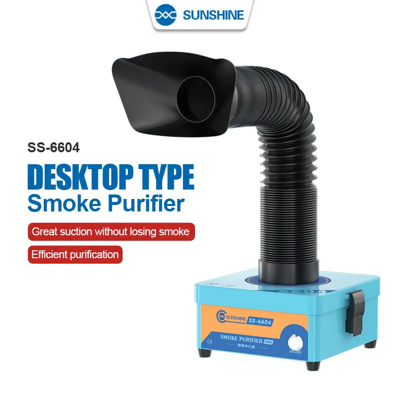 

SUNSHINE SS-6604 Mini Portable Fume Extractor Welding Smoke Absorber 3 Layer Filter Dust Purification System for Phone Repair