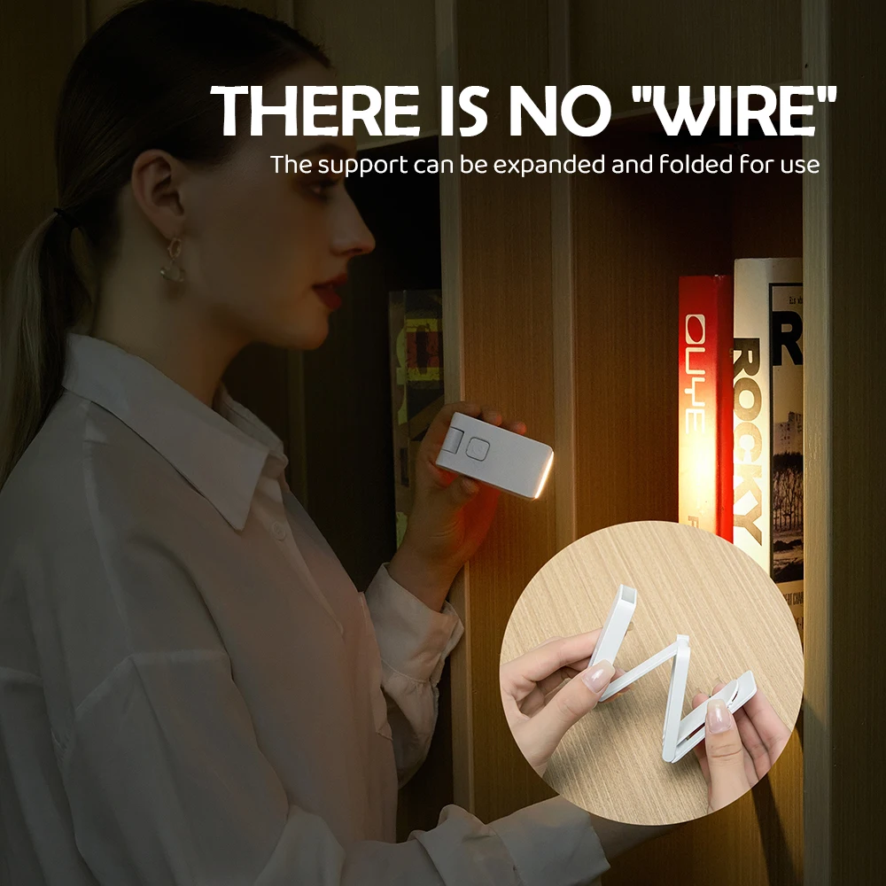 C5 LED Book Clip Lamp Reading Rechargeable Eye Protection Foldable Night Light 3 Brightness Dimmable Reading Light Room Decor