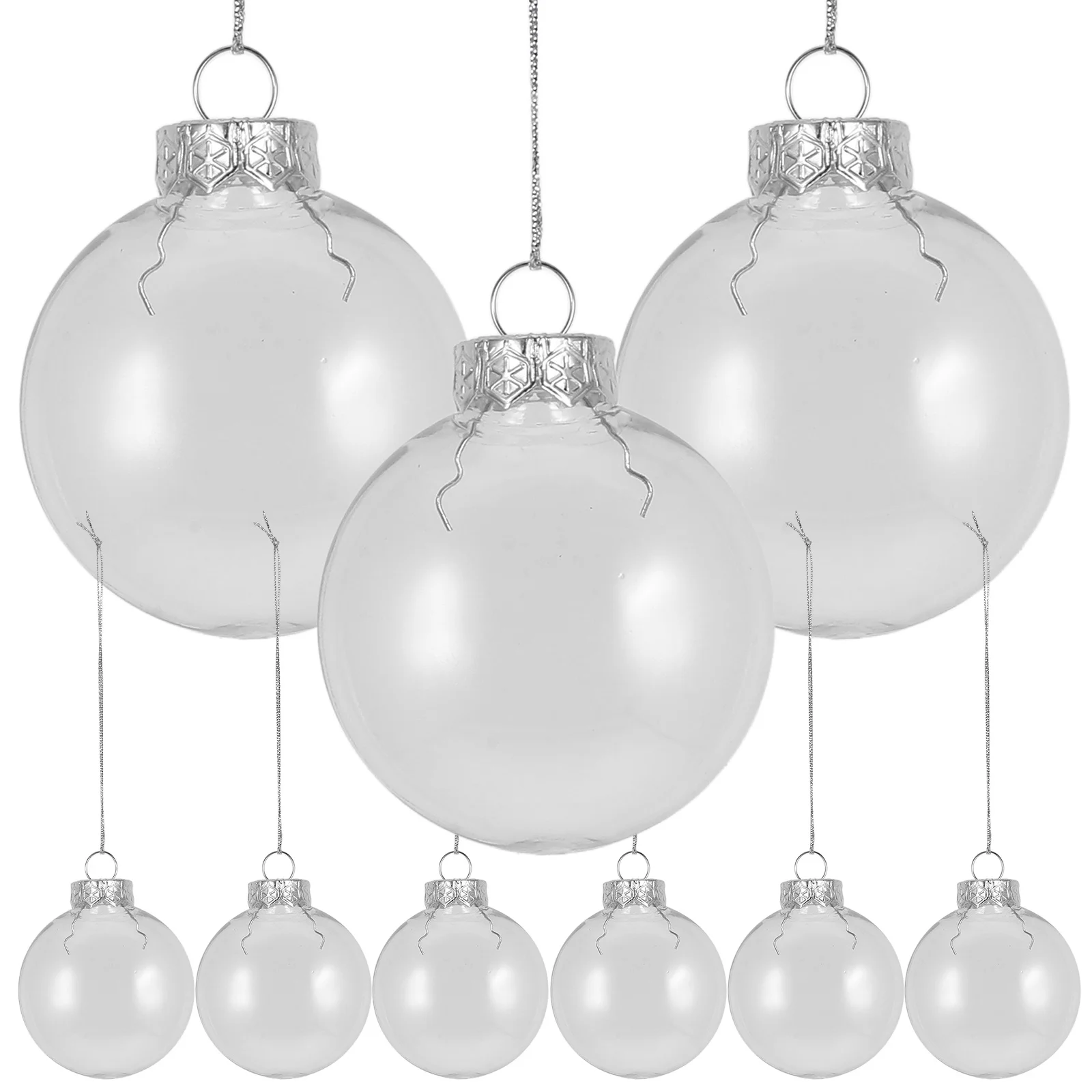 

12PCS Transparent Glass Christmas Ornaments with Lids Hanging Tree Decorations Holiday Gift Pendants for Festive Decoration