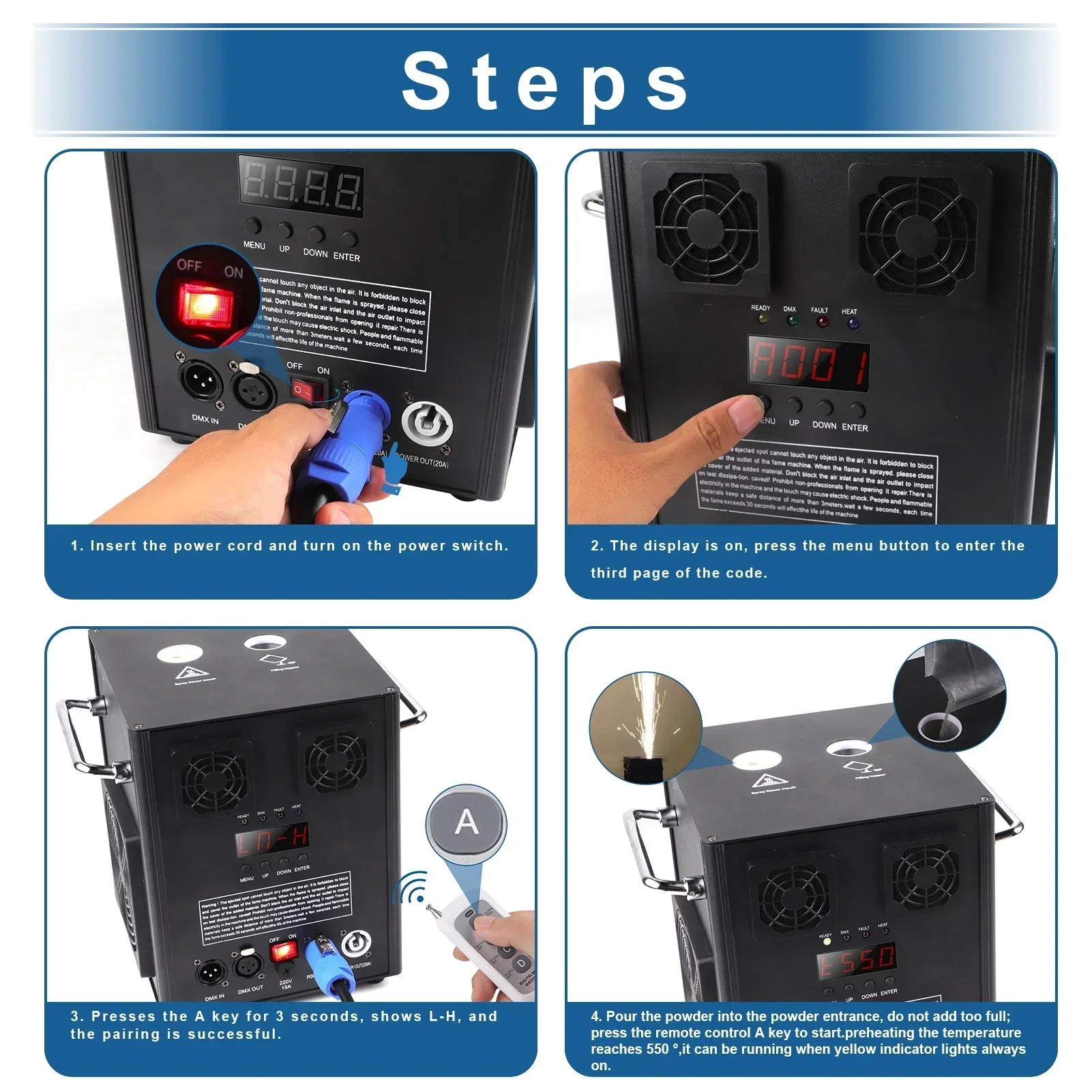 600W Cold Sparks Machine Flightcase Indoor Outdoor DJ Party Wedding Stage Equipment Wireless Remote Firework Machine