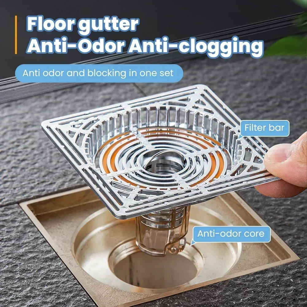 5PCS Kitchen Sink Bathroom Floor Drain Sewer Filter Plastic Self Closing Odour and Insect Proof Floor Drain Hair Catcher Filter