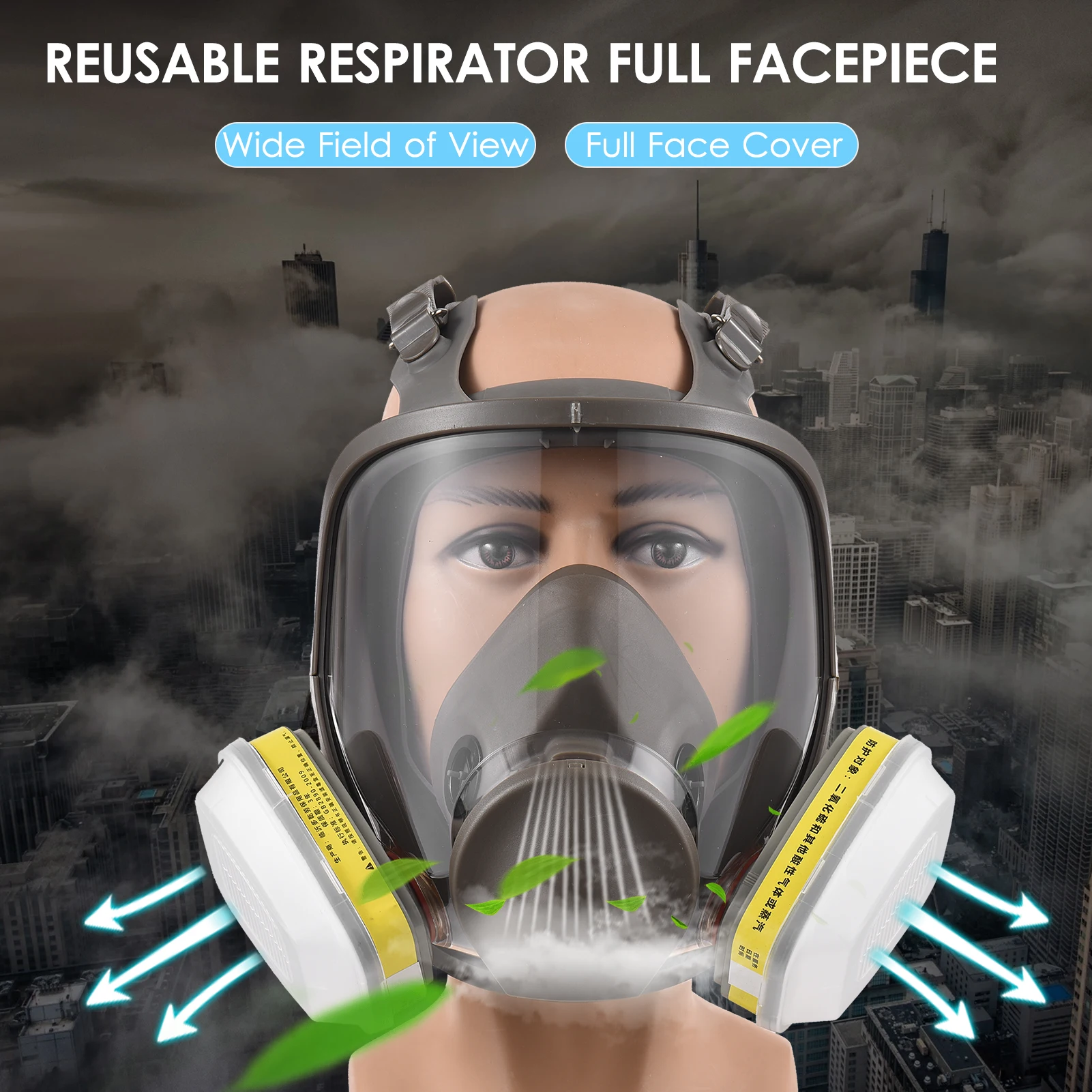جهاز تنفس كامل قابل لإعادة الاستخدام 6800 قناع واقي من الغاز حماية التنفس غطاء الوجه الكامل مجال رؤية واسع للرسم العضوي #2