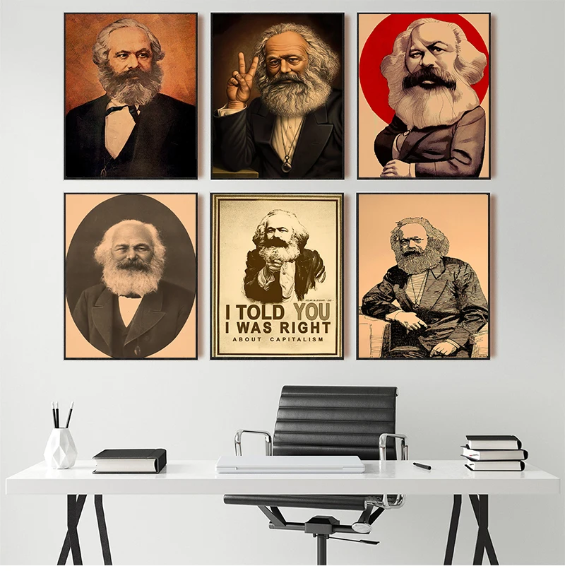 Marx Canvas Painting Vintage Wall Pictures Kraft Poster Coated Stickers Home Decoration Gift Socialism Communist Politician