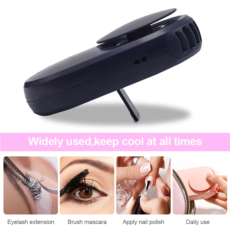 Massa Groothandel USB Oplaadbare Mini Koeler Fan Draagbare Droger met DIY Leuke Stickers voor Wimperverlenging Gereedschap voor Salon