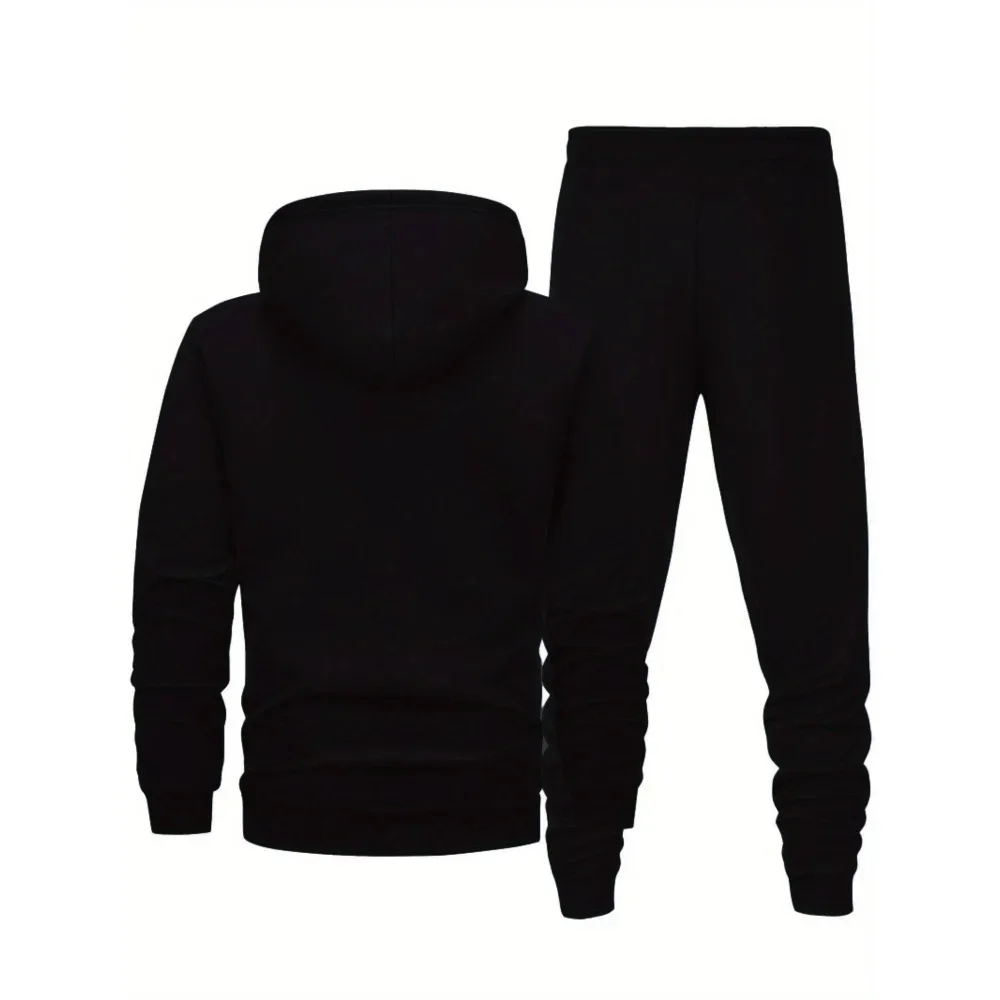 طقم بلوفر شتوي دافئ للرجال. طقم رياضي من الصوف الخريفي مكون من قطعتين. مجموعة بلوفر ملابس منزلية مريحة ومسامية #2