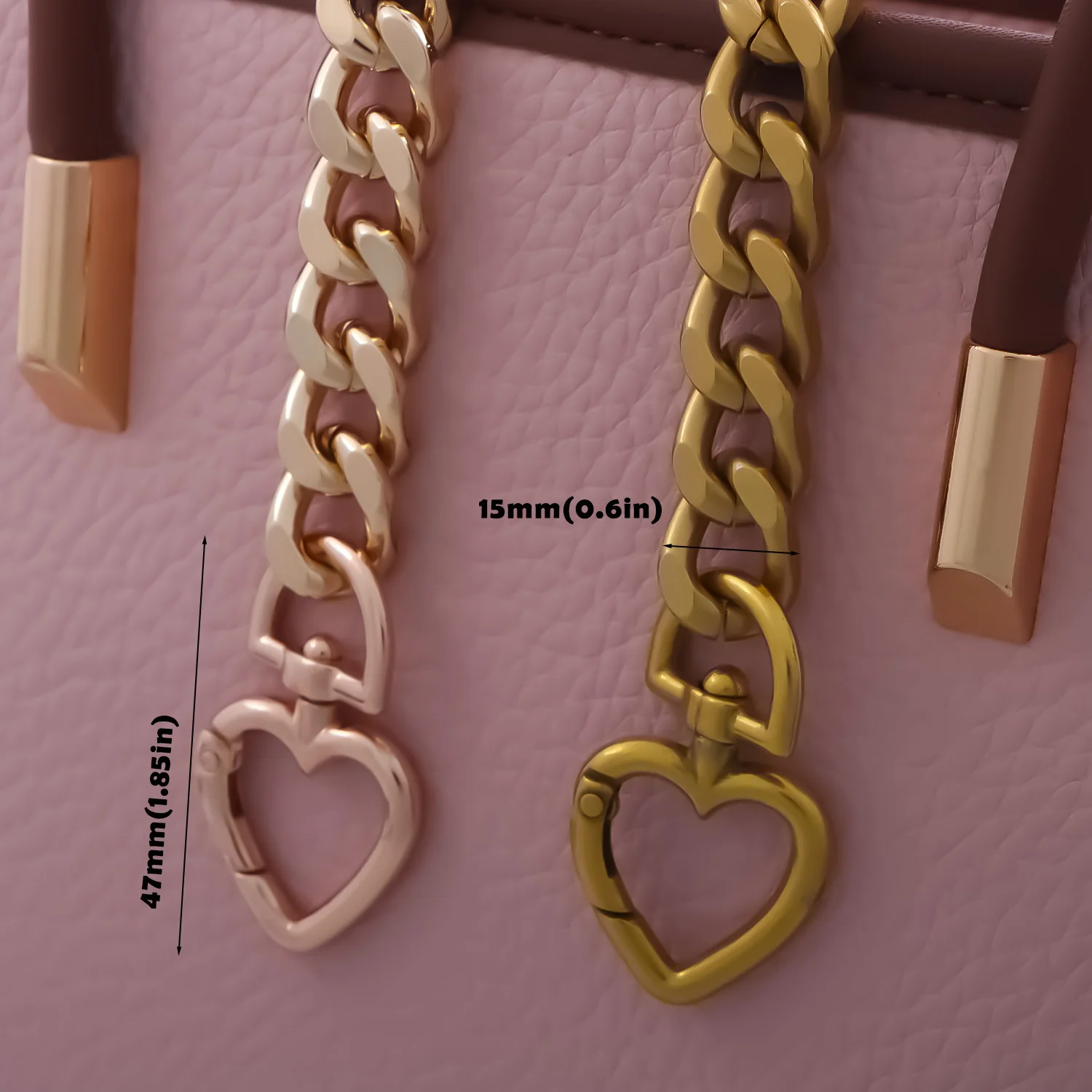 سلسلة محفظة معدنية على شكل قلب، حزام سلسلة موسع لسحر الإكسسوارات، حزام حقائب الكتف المطول #3