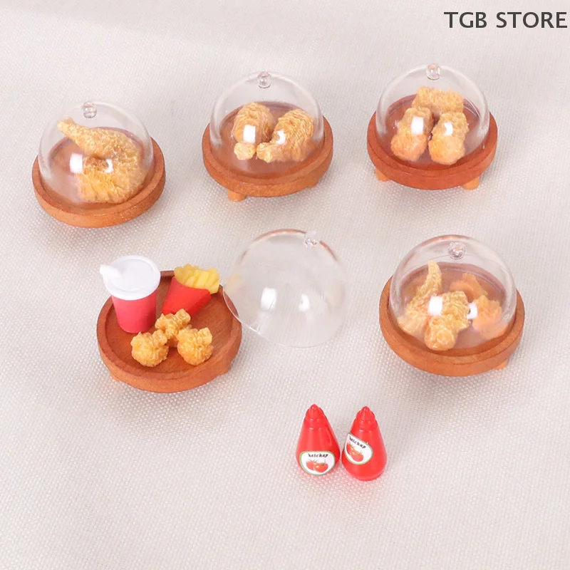 1 Juego de Mini bandeja de alas de pollo de Cola de simulación, decoración de comida en miniatura, suministros DIY, modelo, accesorios para casa de muñecas, juguete ornamental