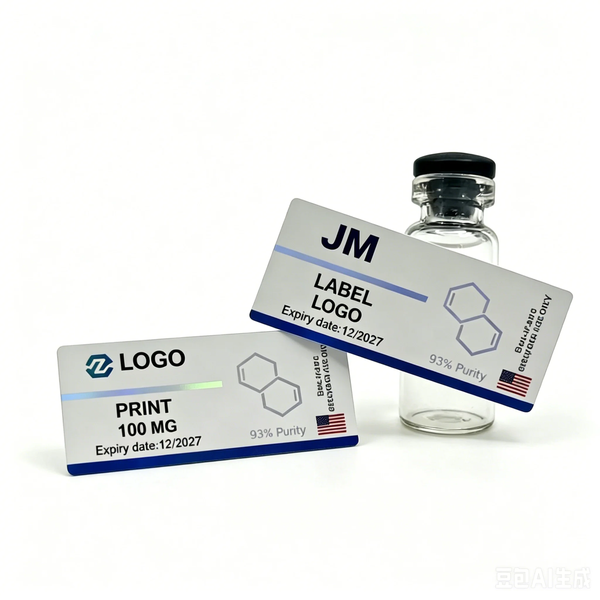 Custom Heat Resistant Waterproof Peptide Vial Stickers Fine Print Labels For 3ml 10ml Injectable Bio Supplement Bottle Packaging