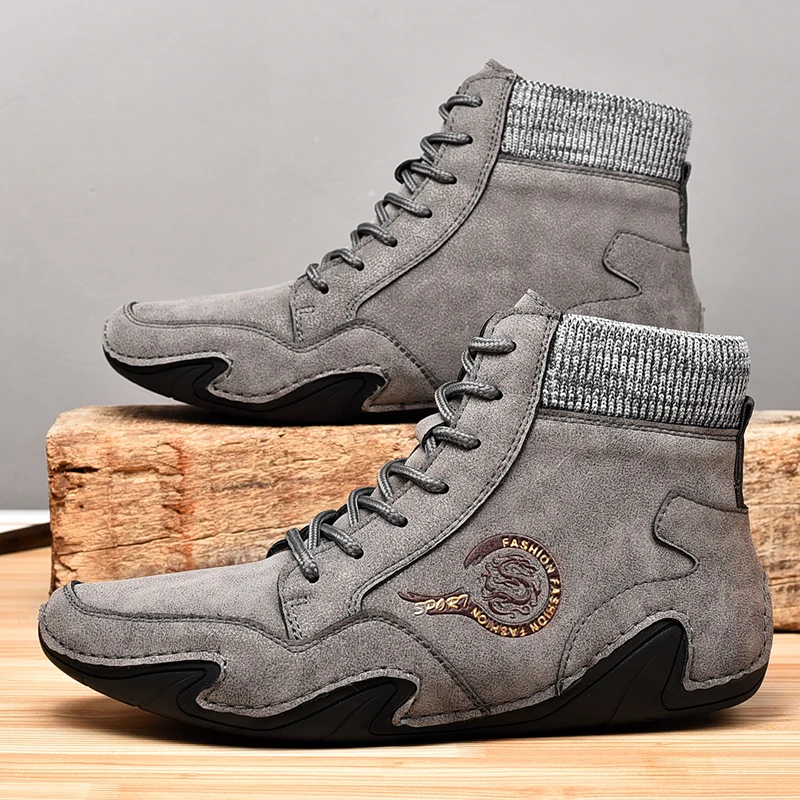 Men Autumn  Winter High Top Boots Octopus Soft Sole Soft Surface Lightweight Splicing Soft  Comfortable Casual  Fashionable