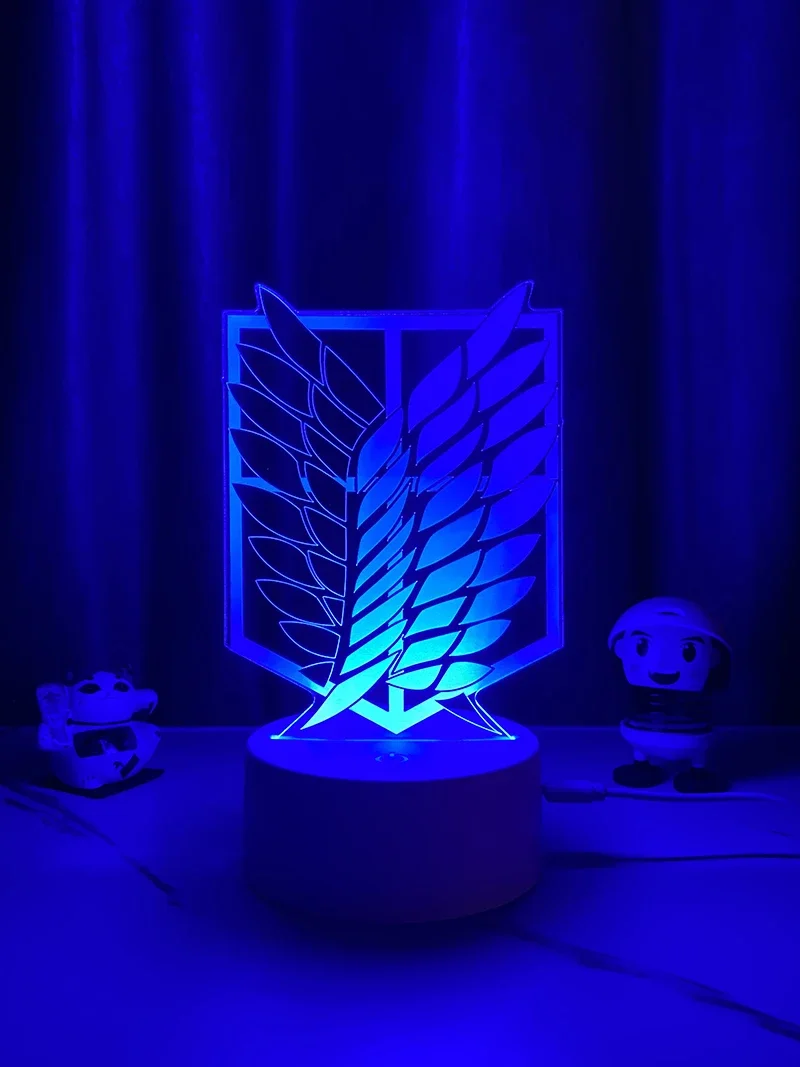 Anime Attack on Titan Levi Ackerman Eren Jaeger Cosplay Acrylic Multicolored Night-light Cartoon Night Lamp Doulex Xmas Gift