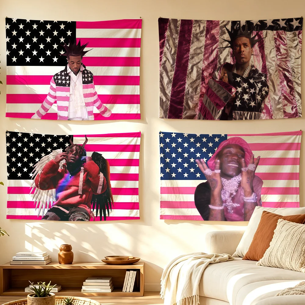 Popular American Rappers L-Lil U-Uzi Vert flag Room Decoration Wall Tapestry Hanging Aesthetic Bedrooms Advertising Banner