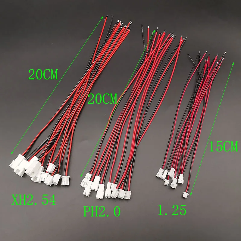 5/10 paires Mini Micro JST 1.25mm/PH 2.0mm/XH 2.54mm pas 2 broches mâle femelle connecteur avec câbles