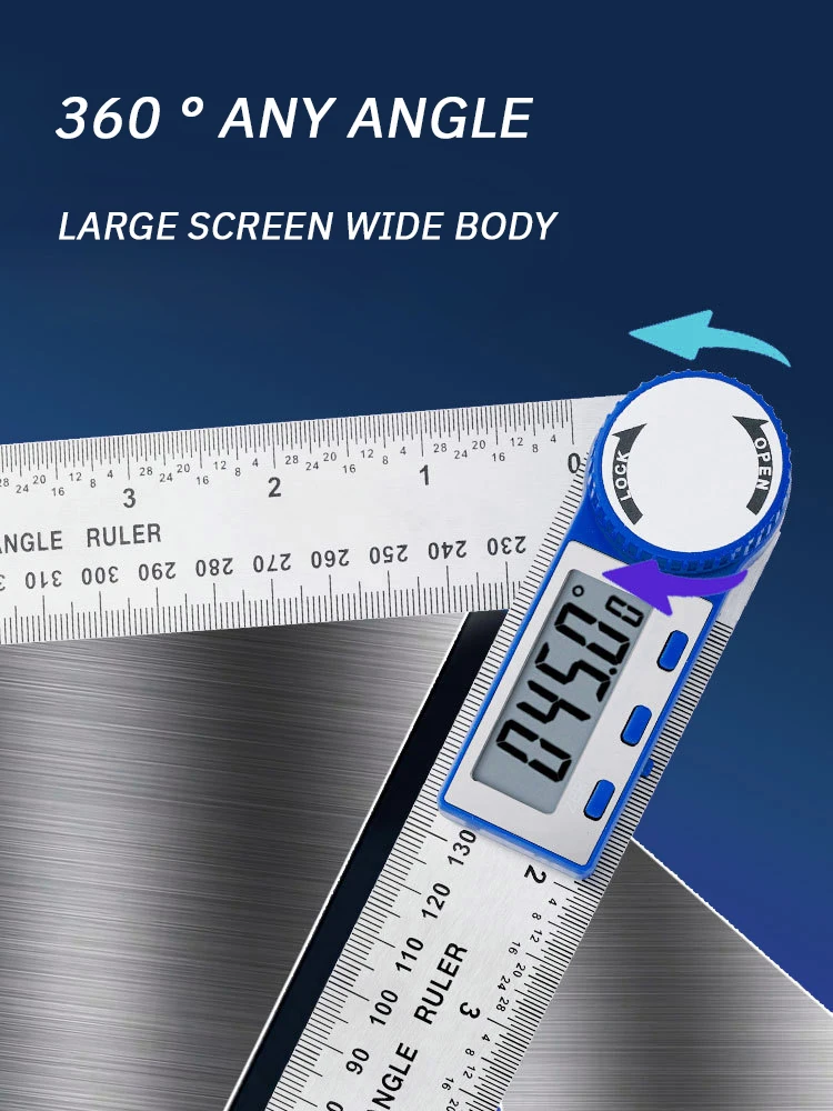 Two in One Digital Display Angle Ruler Multifunction Large Screen Display Plastic Protractor Caliper Vernier Caliper 1pc