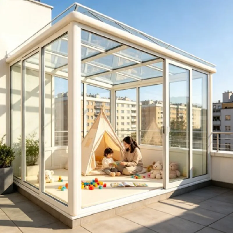 Glass Room Sunroom Aluminum House Outdoor Conservatory Double Tempered Glass Insulated Sun Room for Courtyard Enclosure