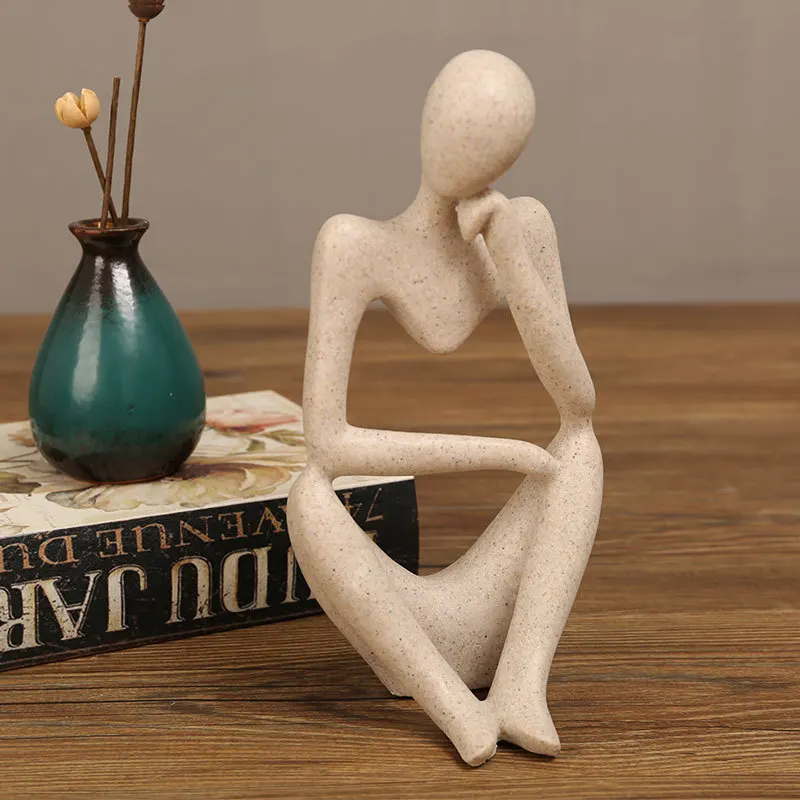 Sand Color The Thinker Abstract Statues Sculptures Yoga Figurine Nordic Living Room Home Decor Decoration Maison Desk Ornaments