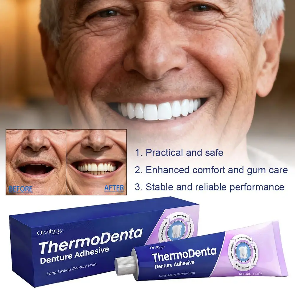 40g Komfort-Prothesenkleber Zinkfrei Langanhaltende Sichere Fixierung 4-Tage-Stärke Mundpflege Zahnfixiercreme