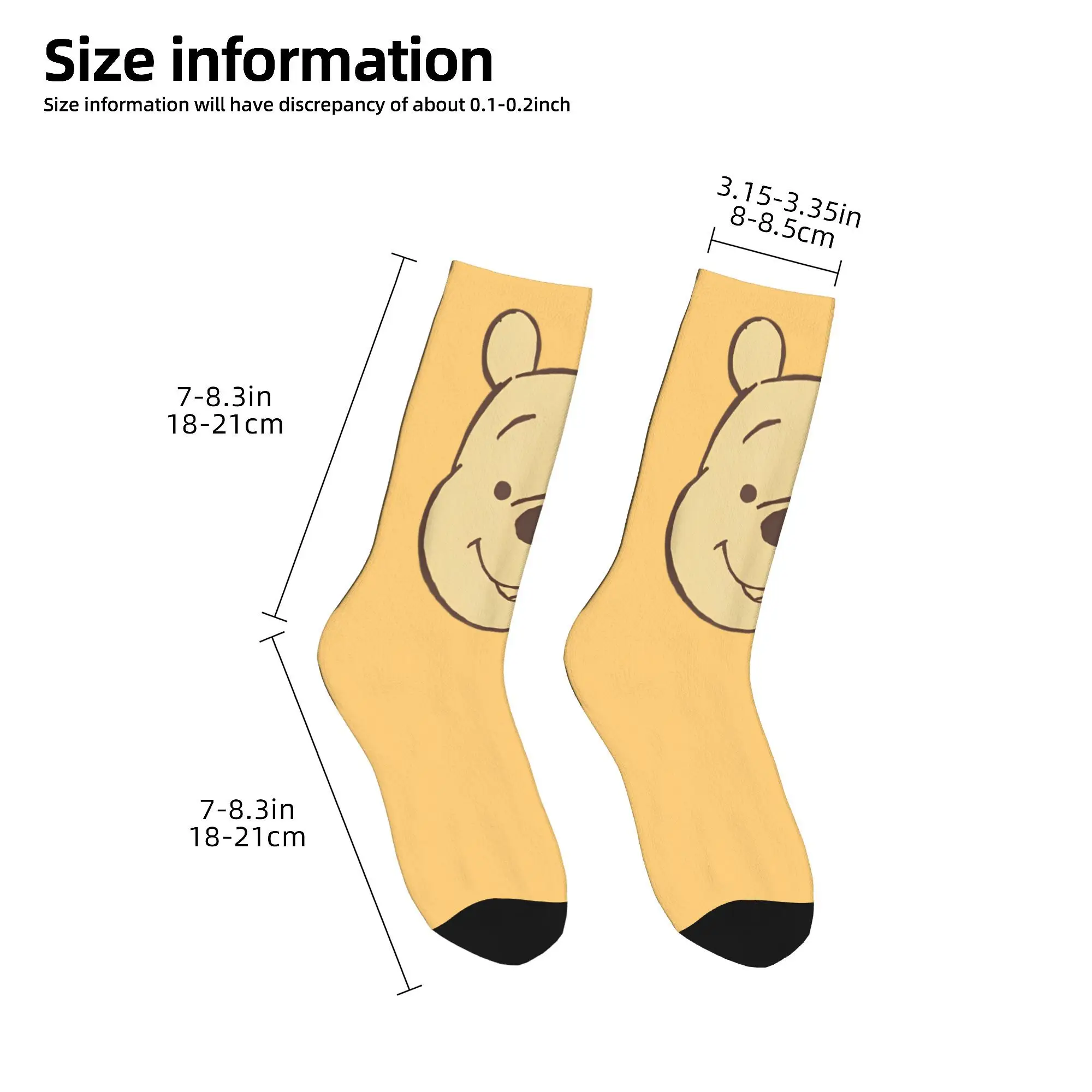 Winnie The Pooh-Calcetines Vintage con cara grande de oso para hombre y mujer, medias divertidas de poliéster con dibujos animados, novedad, calcetines de tubo medio, medias de regalo