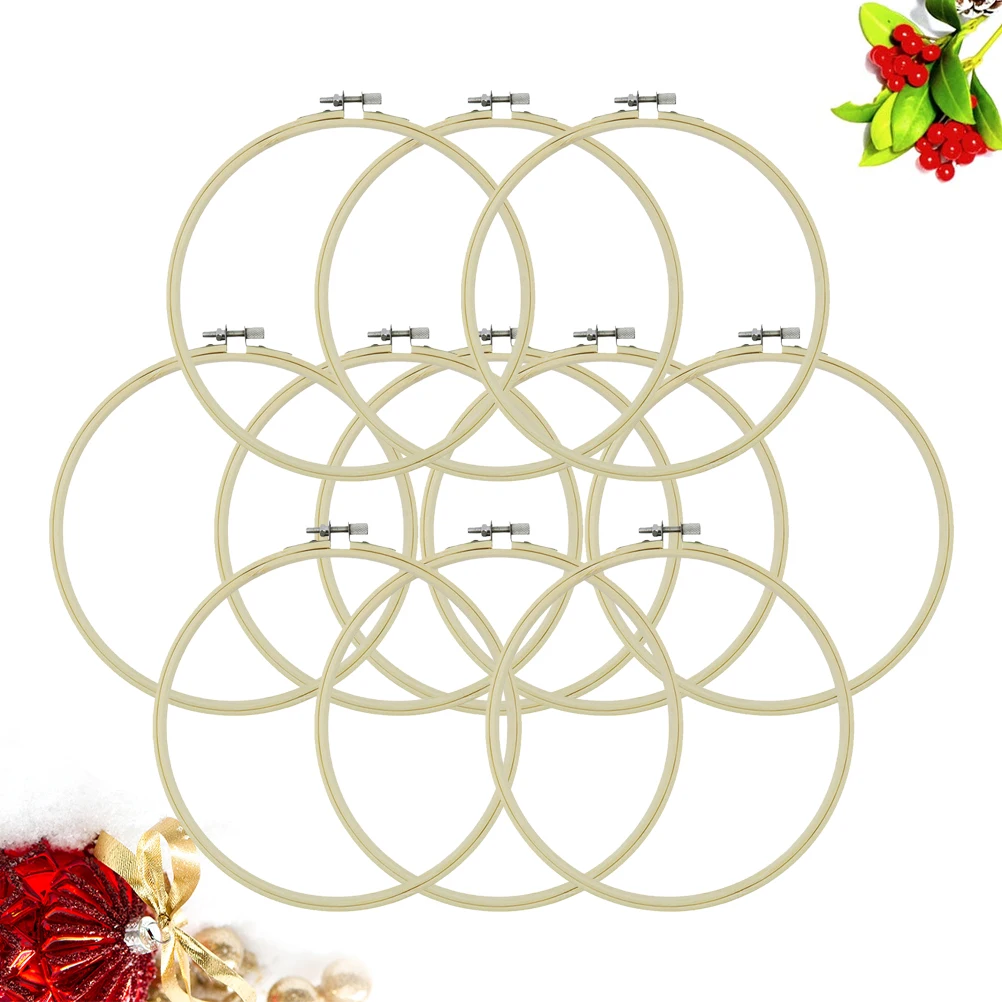 

12pcs Round Bamboo Embroidery Hoop Frames Mini Stretch DIY Display Wooden Craft Needlework Quilting Wall Decor Beginner Gifts