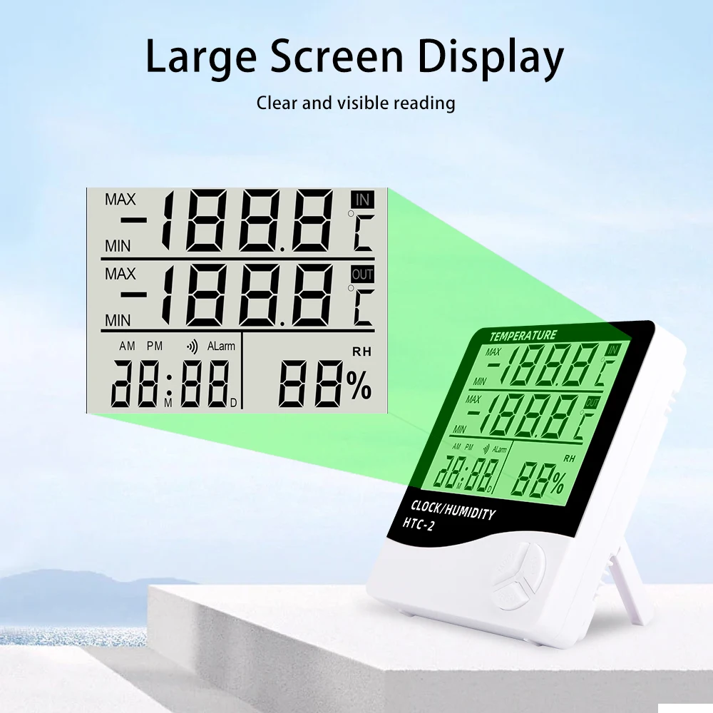 Digital Thermometer Hygrometer mit Sensor Innen Uhr Digital Thermometer Hygrometer mit Sensor Innen Uhr
