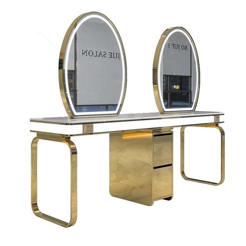 Hairdresser Internet celebrity model with cabinet single double-sided mirror table