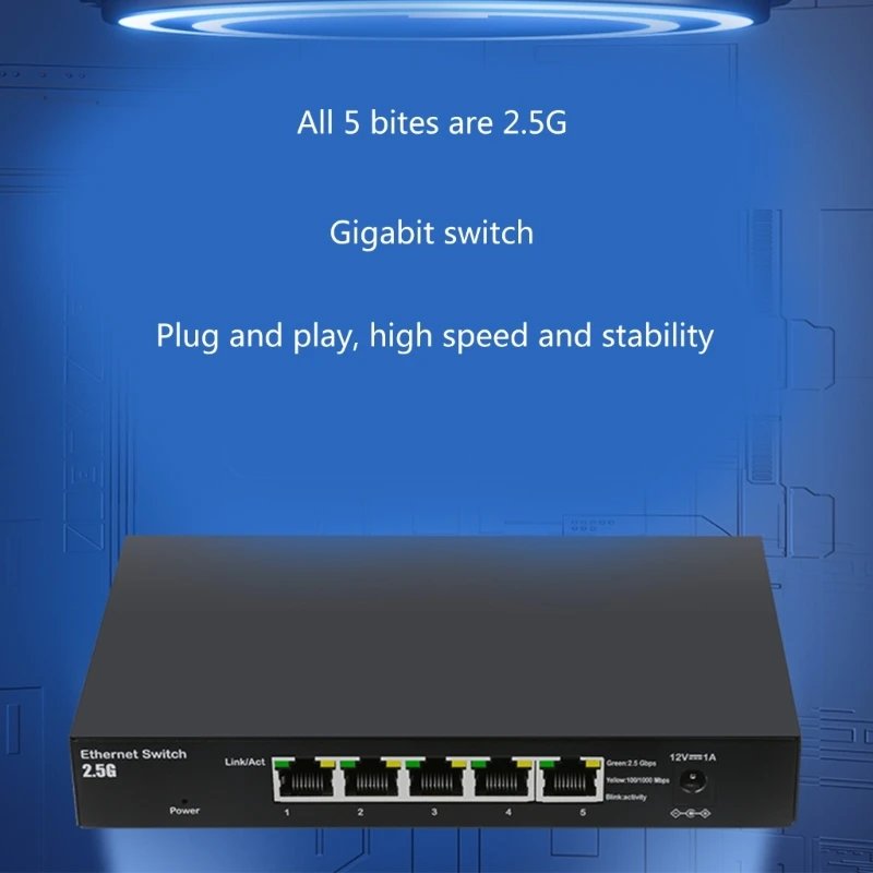 5-Port 2.5Ghz Gigabit Desktop Switches Box BufferFree Fast File Transfers and Entertainment LagFree 2.5Ghz HUB Dropshipping