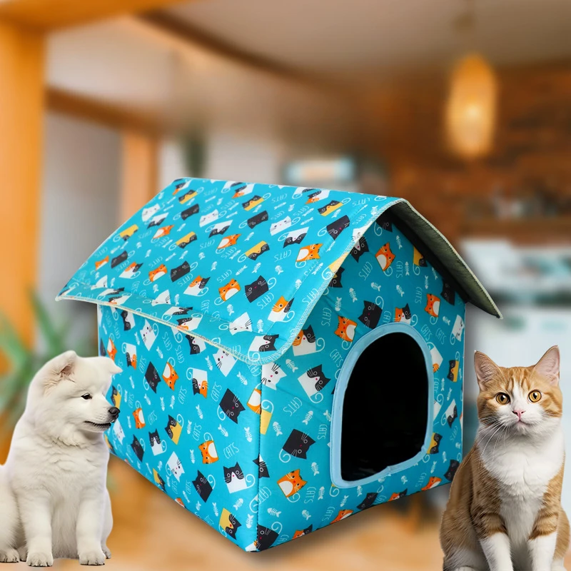 Waterproof Cat House for Outdoors Rainproof Pet Cat Cave Sleep Beds Tent Home Foldable and Washable for Small Dog Puppy Supplies