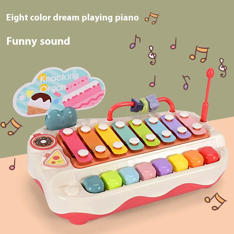 Puzzle Eight Tones Hand Tapping Piano Baby 2-In-1 Piano Instrument 8-Month-Old Baby Music Toy Piano Gift