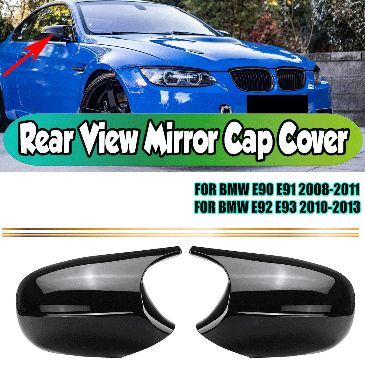 2PCS M3 Style ABS Car Rearview Mirror Cover Cap Shell For BMW E81 E82 E87 E88 E90 E91 E92 E93 2010-2013 LCI Model Mirror Covers