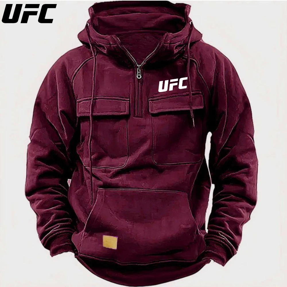 UFC الرجال مقنعين البلوز بلون الرجل قوي متعدد جيب البلوز الخريف والشتاء نمط عارضة الراقية البلوز #6