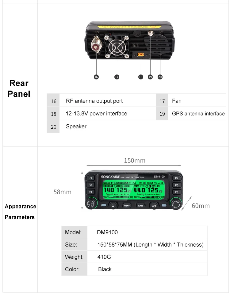 2024 NEW HONGKAIDE Multi-Band radio DM9100 UV 136-174/400-470Mhz with GPS DM9100 25W Digital +Analog radio DM9100 two way radio