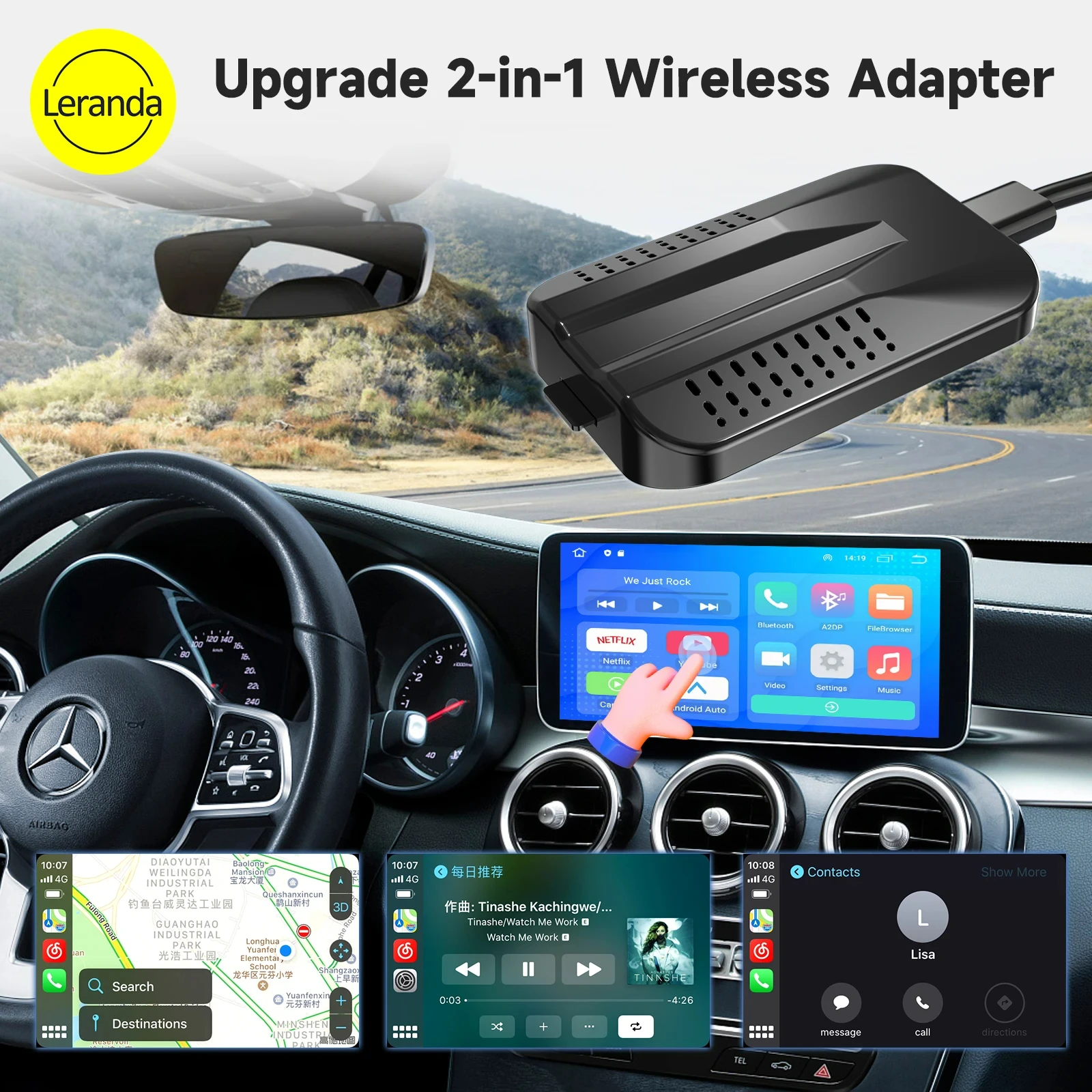 

CarPlay Leranda c9 CarPlay Ai Box Wireless Android Auto Adapter Wireless Android Auto Car Multimedia Play carplay apple AI Box